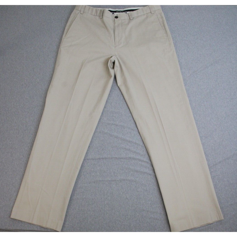 Eddie Bauer Pants Men 38 Beige 100% Cotton Wrinkle Resistant Relaxed Fit Chino